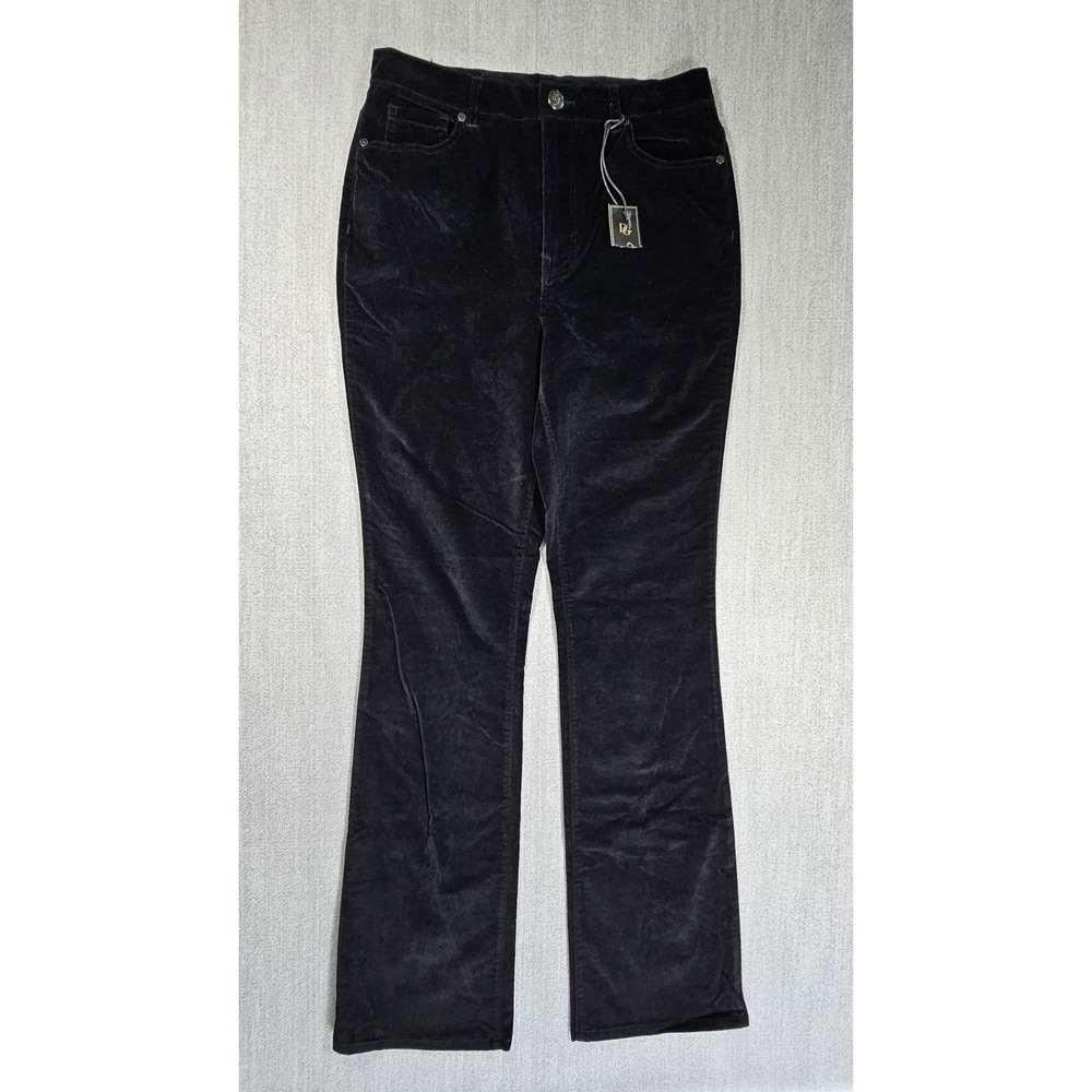 D2G Diane Gilman Women's Pants Black Micro Corduroy Boot Cut Stretch Sz 10T NWT